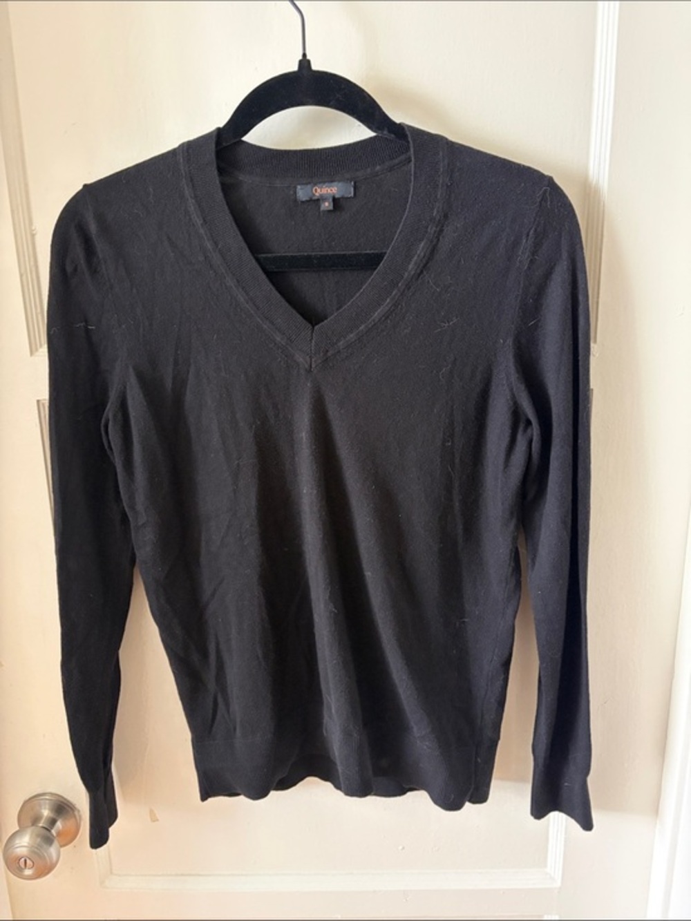 Quince Black V-Neck Pullover Sweater